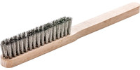 Brosse fine, acier inoxydable V2A, ondulé, manche en bois