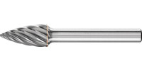Fraise sur tige en carbure, denture INOX, forme ogive à bout pointu SPG