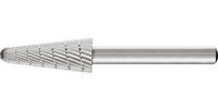 Fraise sur tige HSS, denture 3, forme conique à bout arrondi L