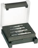 Jeu de fraises HPC, 35°/38°, hélice/pas variables, INOX, chanfrein d’angle 45°, D4