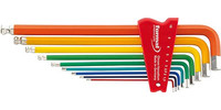 Jeu de clés mâles coudées, 6 pans, longues, tête sphérique, easy colour