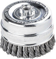 Brosse boisseau avec bague d’appui, acier, torsadé, 0,5 mm