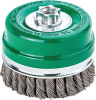 Brosse boisseau avec bague d’appui, acier inoxydable, torsadé, 0,5 mm